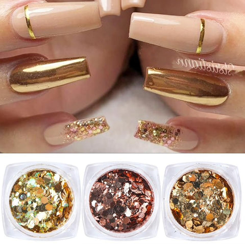 6pcs multi-color nail glitter decorations