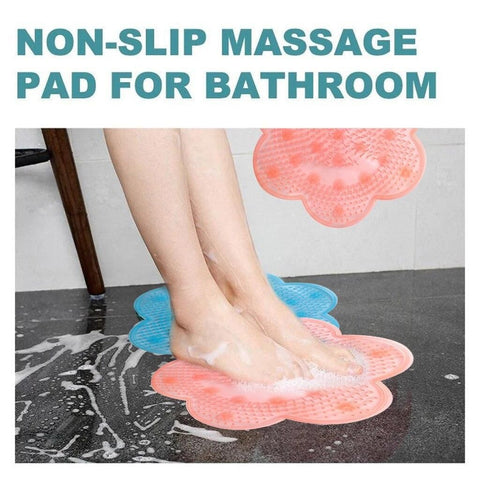 Pink Non-Slip Silicone Foot Massage Pad with Suction for Bathroom