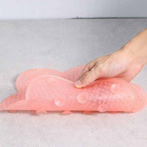 Pink Non-Slip Silicone Foot Massage Pad with Suction for Bathroom