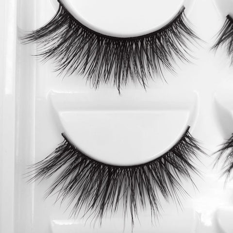 5-pair 3D faux mink false eyelashes G700, black