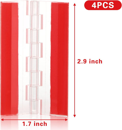 4 Pcs Acrylic Hinge 75x45 mm,Transparent Plastic Continuous Piano Hinge,Self-Adhesive,Suitable for DIY Drawer Cabinet Furniture Display Stand (4 Pcs-75x45 mm)