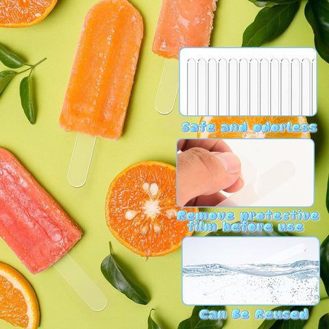 50 Pcs Acrylic Popsicle Sticks Reusable Cake Pop Mold Mirror Ice Pop Sticks Ice Cream Cakesicle Mold for Home Candy Cake Gifts Party (Transparent)