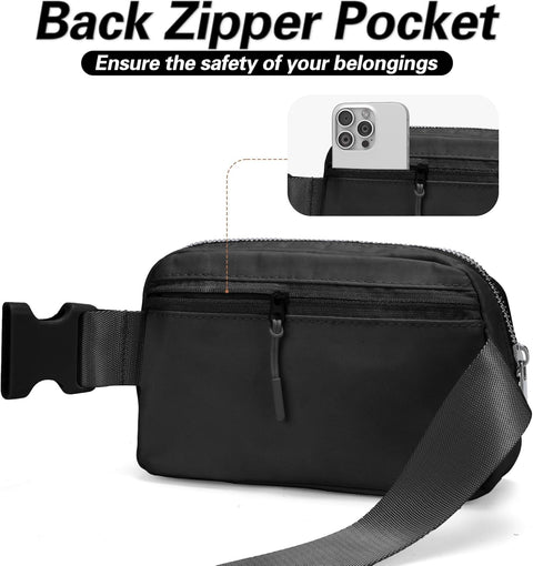 Mini Black Fanny Pack for Women & Men,Valentines Day Gifts for Girls Teens Kids Daughter Sister Her,Trendy Stuff Crossbody Bags Cute Everywhere Belt Bags.(Black)