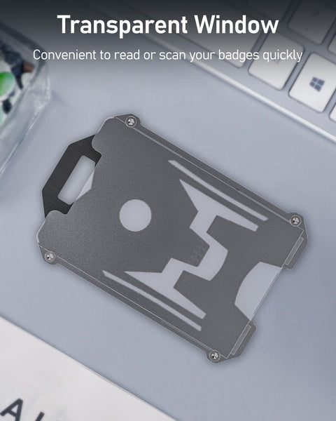 2 Pack Heavy Duty Badge Holder Vertical Hard Plastic Case with Clear Window and Tight Clip Stable Card Protector Tactical ID Card Holder for Office School ID Credit Cards Proximity Cards