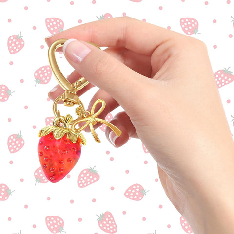 Beautiful Strawberry Keychain Supplies Hanging Bag Charms for Girls, Cute Purse Charms Gifts for Women, Strawberry Charm Decorations, Cute Keychains Accessories for Ladies' Bags and Key Holders