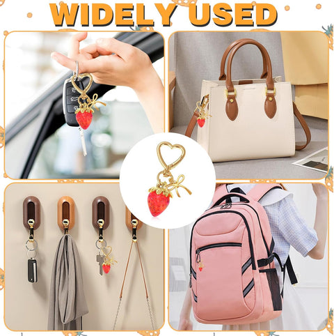 Beautiful Strawberry Keychain Supplies Hanging Bag Charms for Girls, Cute Purse Charms Gifts for Women, Strawberry Charm Decorations, Cute Keychains Accessories for Ladies' Bags and Key Holders