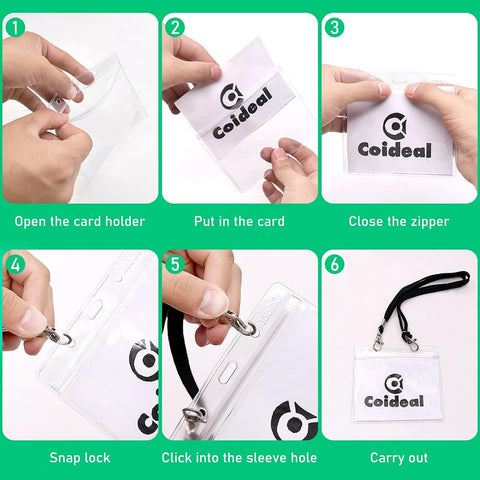 Clear Plastic Horizontal Badge Holder -  12 Pcs Thick Name Tag ID Card Protector Holders Large Transparent Sleeve Waterproof (4.8 x 3.5 Inch)