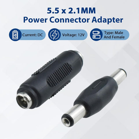 8Pcs 12V DC 5.5 x 2.1mm Female to Female Power Connector Adapter & DC 5.5 x 2.1mm Male to Male Power Plug Jack Connector for Led Strip Light CCTV Camera