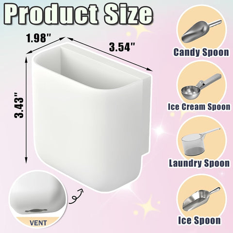 Ice Scoop Holder for Ice Machine Small Self-Adhesive Ice Scoop Holder for Ice Machine and Freezer Wall Mounted Storage Box for IceCream Scoops Keep Ice Scoops Dry and Clean Simple to Install