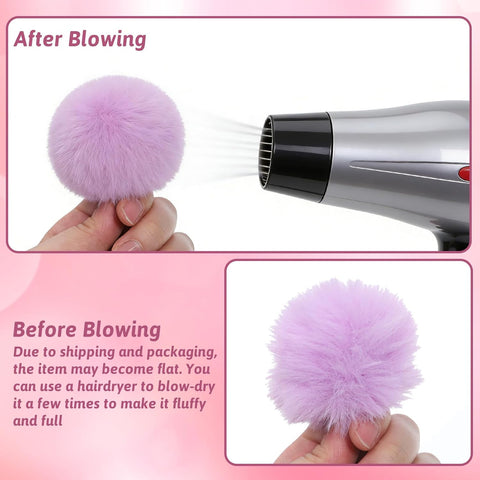 4 Pcs Pom Pom Keychains, Artificial Fur Ball Keychain Charms Ball Keyrings, Soft Fluffy Plush Tote Pendant Pompom Key Chains, Cute Colorful Car Bag Charm Purse Bag Accessories for Women (4 Colors)