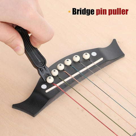 Guitar String Winder, Professional Guitar Tools Bridge Pin Puller and Cutter Musical Instrument String Winder 3 In 1 Tool for Repairing Restringing of Acoustic Electric Guitars (Black)