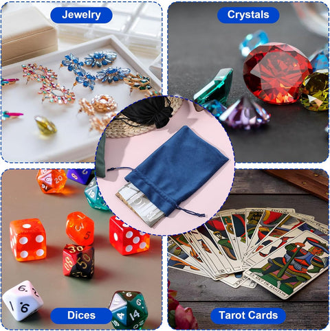 Shimmeroo 4PCS 7x5 Inch Drawstring Pouch, Soft Gift Bags Dice Bag Drawstring Favor Bags for Tarot Rune Jewelry Crystal Wedding Party Candy Bag(4 Colors)