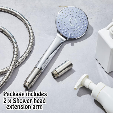 Amylove 2 Pcs Shower Head Extension Arm Stainless Steel Shower Pipe Extension 1/2pt Male to 1/2pt Female Thread Cast Pipe Fitting Coupler Adapter(2 Inch)