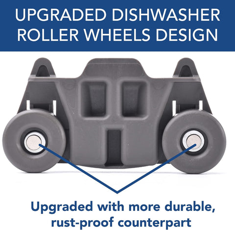 (4-pack) W10195416 NEW UPGRADED Replacement Part for Lower Dishwasher Wheel – Compatible with GE/Whirlpool/Kenmore - AP5983730, W10195416V, W10105417, PS11722152, W10195416VP