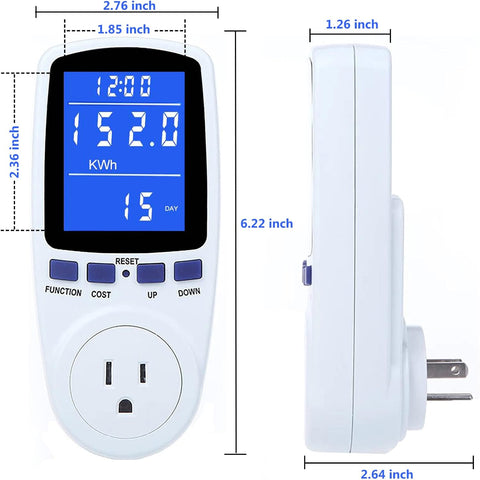 Upgraded Watt Power Meter Plug Home Electrical Usage Monitor Consumption, Energy Voltage Amps Kill Tester with Backlight, Overload Protection, 7 Modes Display