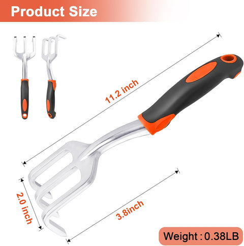 Hand Rake Garden Tool, Heavy Duty Hand Cultivators for Gardening + Garden Shovel Trowel Garden Tool with Measurement Mark