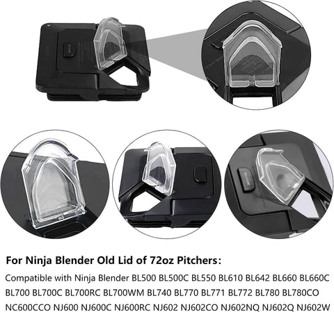 Pour Spout Cover for Ninja Blender Lid Replacement - 72 oz Pitcher Flap Spout Cover Replacement Parts for NJ600 BL610 BL740 BL700