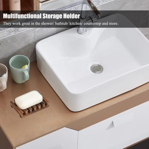 3 Pcs Natural Wooden Soap Dish Holder for Shower, Self Draining Soap Tray for Bathroom, Extend Soaps Life and Keep Dry