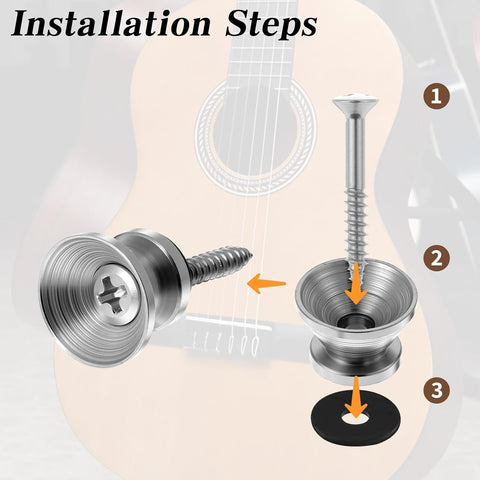 Xindojuz 18 PCS Guitar Strap Button, Metal Guitar Strap Peg Buttons Locks End Pins with Mounting Screws, Anti Slipping Music Parts for Acoustic Classical Electric Guitars Bass Ukulele (Silver)
