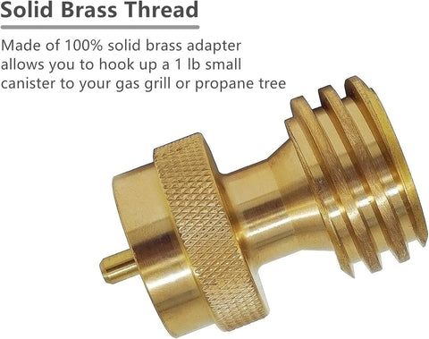 Steak Saver 20lb to 1lb Propane Tank Adapter for Disposable Throwaway Cylinder, Converter Universal 1 Pound / 16.4oz Disposable Small Tank for 20 or 30lb LP Gas Big Tank