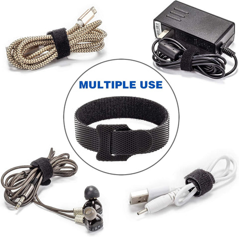 80PCS Reusable Cable Ties, Black Adjustable 6-Inch Cord Organizer Ties, Multi-Purpose Hook Loop Cable Management Wire Ties for Organizing Home, Office, Data Centers