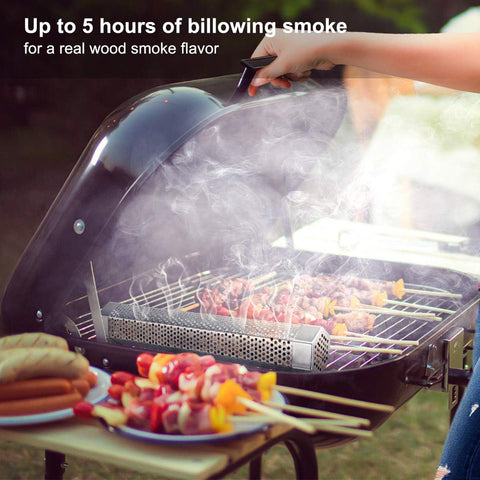 Pellet Smoker Tube, 2 Pack 12'' Stainless Steel BBQ Wood Pellet Tube Smoker, for Cold/Hot Smoking