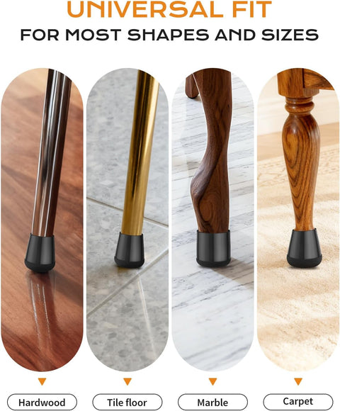 24 PCS Silicone & Felt Chair Leg Floor Protectors for Hardwood Floors - Furniture Pads, Chair Leg Covers/Cups - No Noise & Scratch-Proof - Round XS (Fits 9/16" to 12/16" / 15-19mm), Black