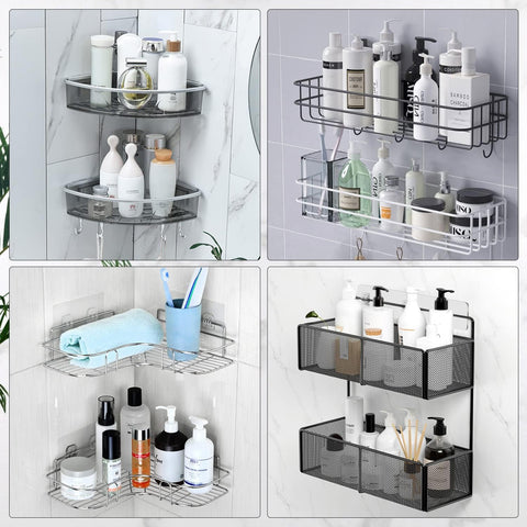 2 Pack Transparent Shower Caddy Adhesive for Replacement, No Drilling , Soap Holder, Bathroom Storage Shelves and Kitchen Racks