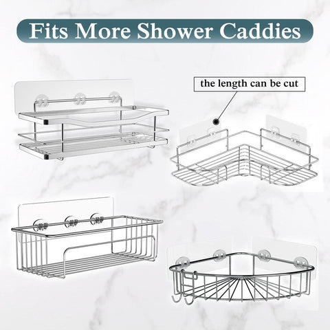 2 Pack Transparent Shower Caddy Adhesive for Replacement, No Drilling , Soap Holder, Bathroom Storage Shelves and Kitchen Racks