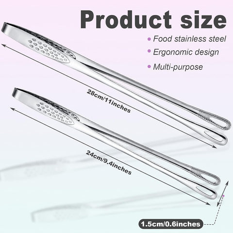 3 Pcs 11 Inches Kitchen Tongs Korean BBQ Tweezers for Cooking Stainless Steel Kitchen Tweezers Grill Food Yakiniku Cooking Clamp Tool for Salad, Fish, Steak, Barbecue, Buffet, Meat