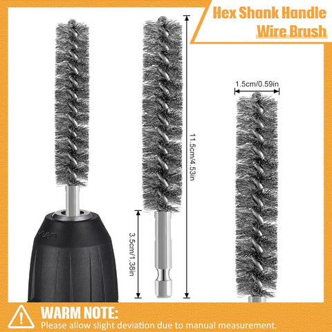 Bore Brush Bristles Wire Brush for Power Drill Cleaning Wire with Hex Shank Handle for Power Drill Cleaning(5 Pieces,Stainless Steel)
