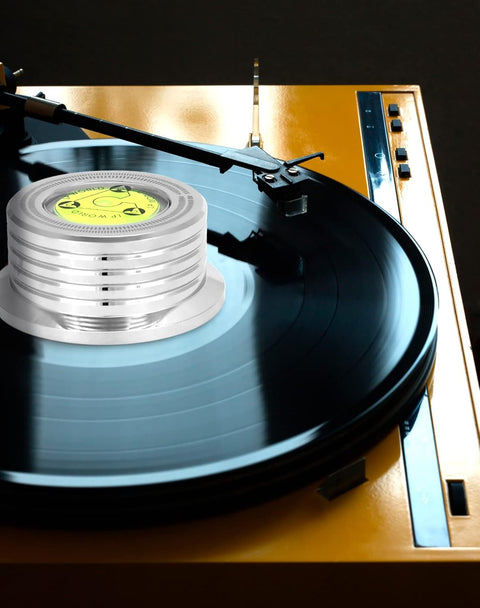 Record Weight Phono Disc Stabilizer, 60HZ Record Weight Stabilizer, with Bubble Leveling (60Hz, Silver)