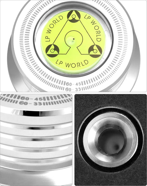 Record Weight Phono Disc Stabilizer, 60HZ Record Weight Stabilizer, with Bubble Leveling (60Hz, Silver)