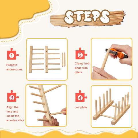 2 Pcs Wooden Puzzle Display Stand Jigsaw Holder Rack Puzzle Pot Lid Storage Organizer Shelf for Playroom Decor Craft Collection Lovers