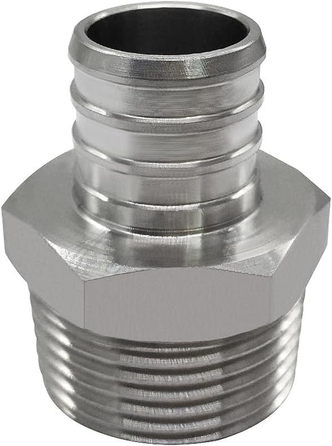 Stainless Steel PEX Garden Hose Adapter Fitting 3/4" PEX Barb to 3/4" GHT Male Connector for Outdoor Garden Irrigation Watering