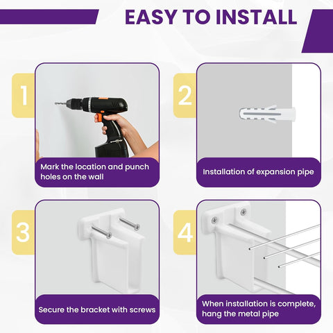 8 Pcs Wire Shelf End Bracket, White Wall Mount Closet Shelves Brackets, Wire Shelf Corner Support Bracket with Screws & Expansion Anchors for Shelves Closet