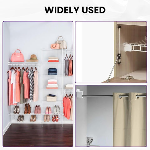 8 Pcs Wire Shelf End Bracket, White Wall Mount Closet Shelves Brackets, Wire Shelf Corner Support Bracket with Screws & Expansion Anchors for Shelves Closet