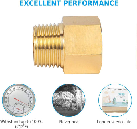 Brass Pipe Fitting Reducer Adapter1/2" NPT Female X 1/2" NPT Male Extension Connector （4-Pack）