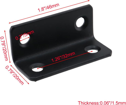 L Bracket for Shelves Heavy Duty Corner Brace Stainless Steel Shelf Brackets Metal Braces for Wood Furniture Cabinet Chair, Black ,1.8" x 0.79"x 0.79"-5pcs
