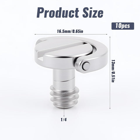 10 Pack Stainless Steel D Ring Screw Hinged Holder, 1/4"-20 Ring Camera Screws Tripod Camera Fixing Screwsfor Selfie Sticks, Gimbals, Quick Release Wrist Strap Mounting and Attachment
