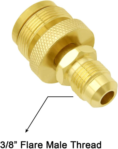1LB Propane Disposal Adapter Fitting 1"-20 Male Throwaway Cylinder Thread to 3/8" Flare Male, Portable Camping Grill Stove Parts for Heaters, Burner, Cooker, Solid Brass