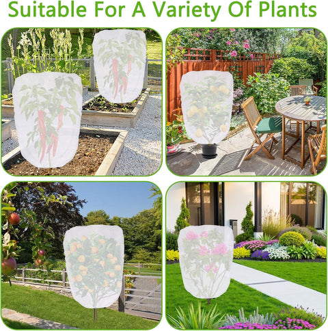 3.3 x 2.6Ft Garden Plant Shade Cover with Drawstring, Non-Woven Garden Shade Sun Protection Plants Cover, White Light Refraction Fruit Tree Sunshade Cloth for Protect Plant from Direct Sunlight