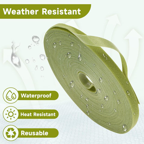 Garden Ties Plant Tape Ties Nylon Plant Tape Strap 65.6 Feet Plant Support Tape Reusable Garden Tape 1/2'' Army Green Plant Tape For Climbing Plants,Tomato,Vines,Cables,Flowers,Indoor Outdoor