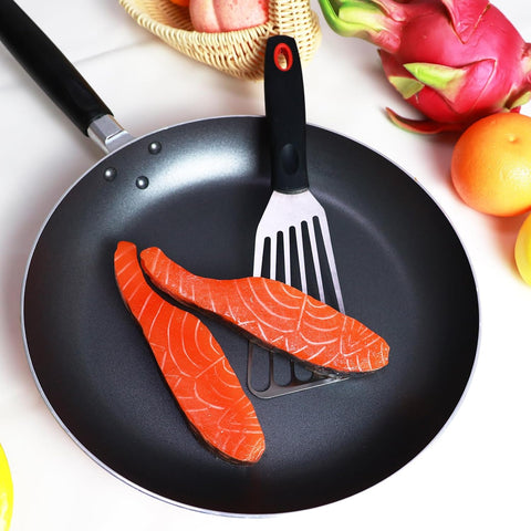 Spatula Set Stainless Steel Kitchen Metal Spatula for Cast Iron Skillet with Silicone Handle, Fish Spatula Turner Flipper for Pancake Burger Egg Cooking Spatulas BBQ Grill Griddle