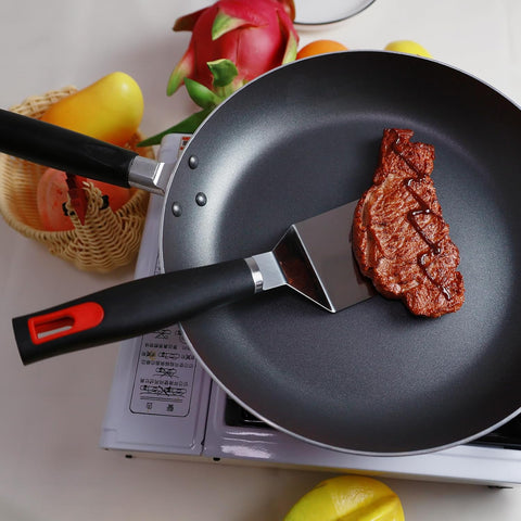 Spatula Set Stainless Steel Kitchen Metal Spatula for Cast Iron Skillet with Silicone Handle, Fish Spatula Turner Flipper for Pancake Burger Egg Cooking Spatulas BBQ Grill Griddle