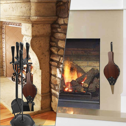 Fireplace Bellows Air Blower Cast Nozzle 14.8" x 5.6" for Outdoor Camping BBQ Grill Chimney Hand Bellow Pump Pit Barbeque Fire Tools Accessories with Hanging Strap, Brown
