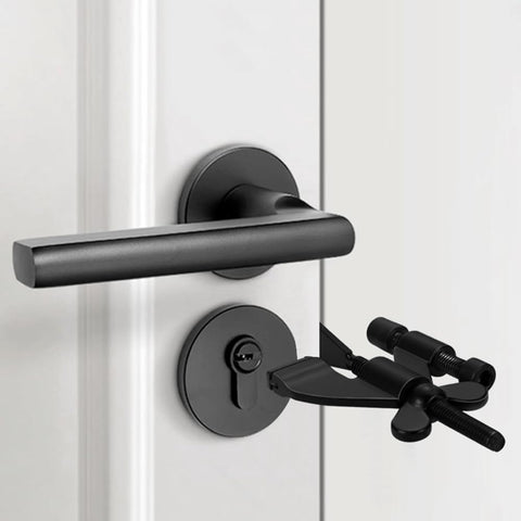 Portable Door Lock - Extra Security for Hotels & Travel - Self-Adhesive No Drilling Required - Black - 1 Piece