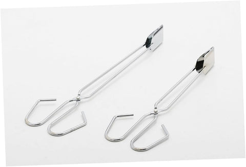 Silver Stainless Steel BBQ Tongs with Long Handle Heat Resistant Barbecue Tongs for Meat & Vegetables