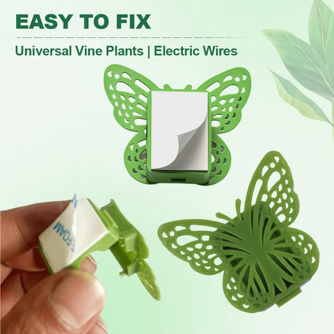 30 Green Butterfly Leaf Plant Clips Invisible Wall Plant Support Hooks Vinyl Cross Brackets for Indoor Outdoor Climbing Plants