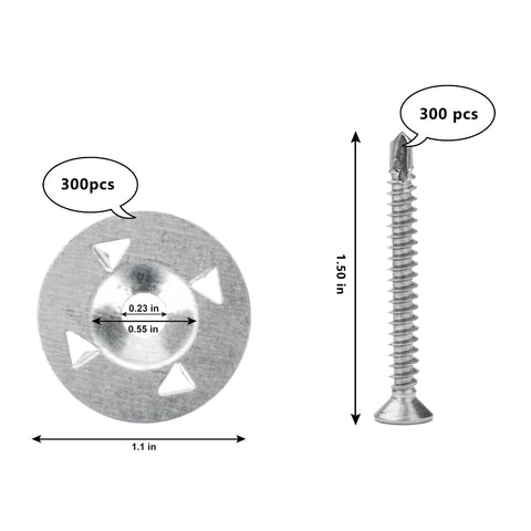 600Pcs Foam Board Fasteners - 1-1/8 Inch Metal Washers for Fixing Installation